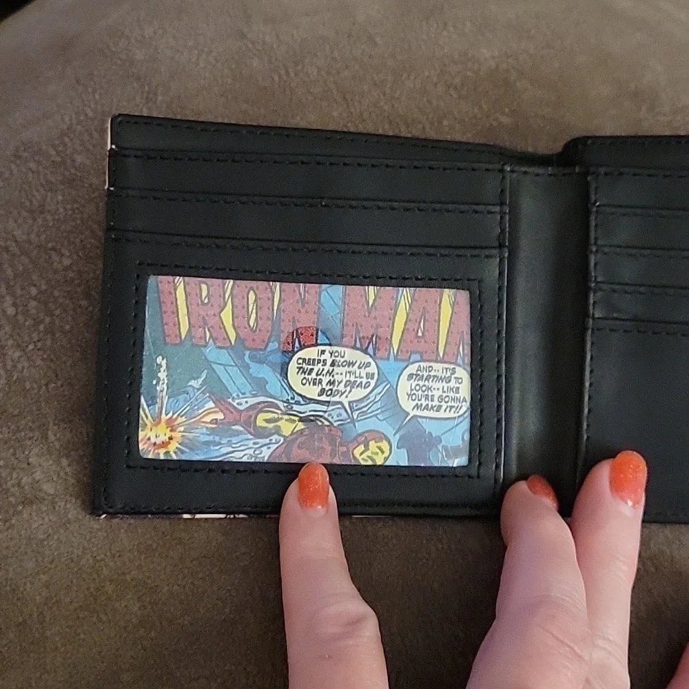 3/$30 RGA LEATHER WORKS Old School Iron Man Faux Leather Bi-Fold Pocket Wallet